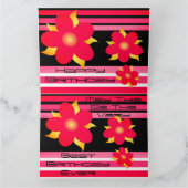 Roze bloemen en streep kaart (Binnen)