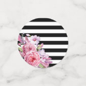 Roze Bloemen en Streep Viering Confetti (Kleine voorkant)