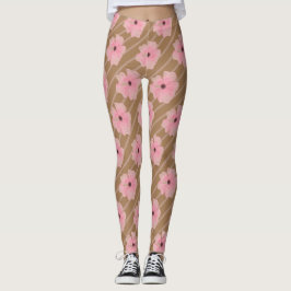 Roze Bloemen En Strepen Leggings