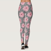 Roze Bloemen En Strepen Leggings (Achterkant)