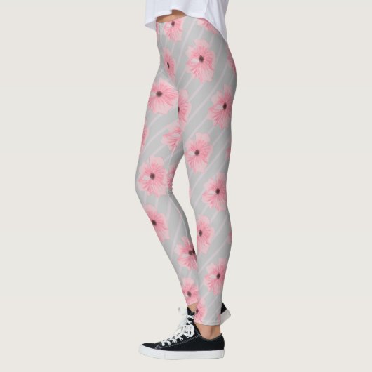 Roze Bloemen En Strepen Leggings (Links)