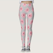 Roze Bloemen En Strepen Leggings (Voorkant)