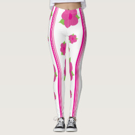 Roze bloemen en strepen leggings