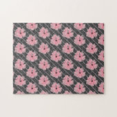 Roze Bloemen En Strepen Legpuzzel (Horizontaal)