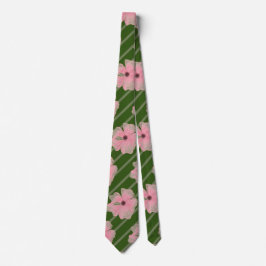 Roze Bloemen En Strepen Nek Das