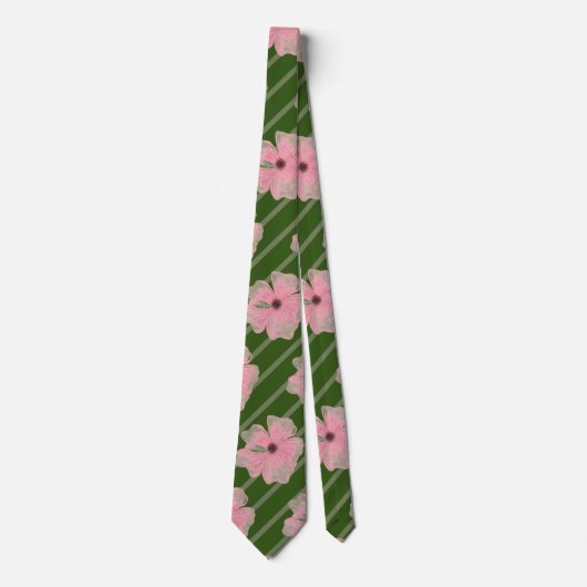 Roze Bloemen En Strepen Nek Das (Voorkant)