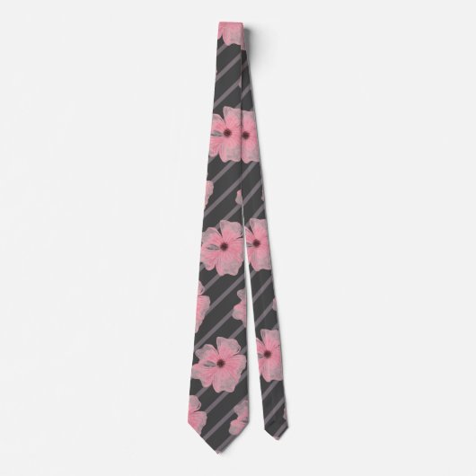Roze Bloemen En Strepen Nekdas Stropdas (Voorkant)