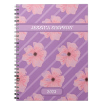 Roze Bloemen En Strepen Persoonlijk Notitieboek
