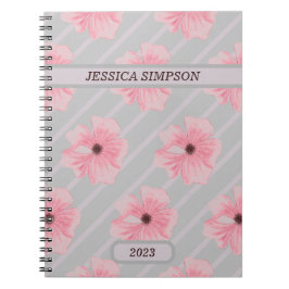 Roze Bloemen En Strepen Persoonlijk Notitieboek