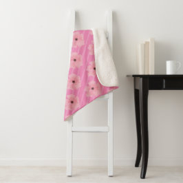 Roze Bloemen En Strepen Sherpa Deken