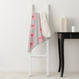Roze Bloemen En Strepen Sherpa Deken