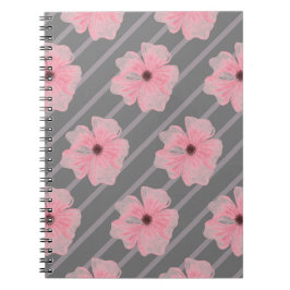 Roze Bloemen En Strepen Spiraal Foto Notitieboek
