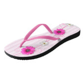 Roze bloemen en strepen Teenslippers (Schuin)
