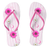 Roze bloemen en strepen Teenslippers (Voetbed)