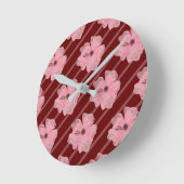 Roze Bloemen En Strepen Wandklok (Hoek)