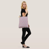 Roze bloemen en stripes Canvas tas (Op model)