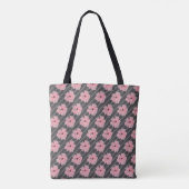 Roze bloemen en stripes Canvas tas (Achterkant)
