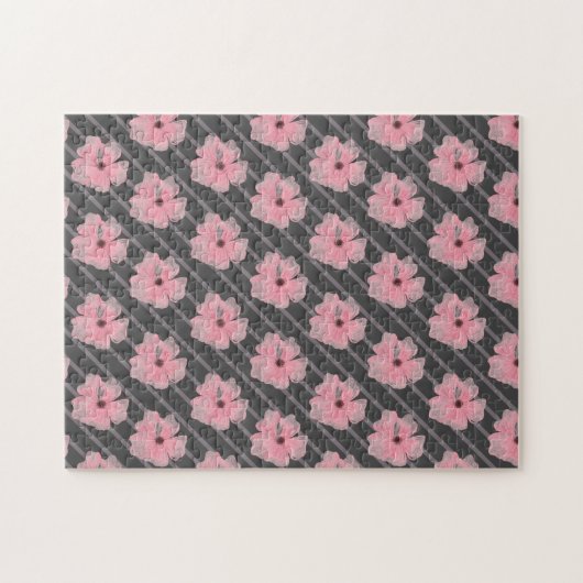 Roze bloemen en stripes puzzle legpuzzel (Horizontaal)