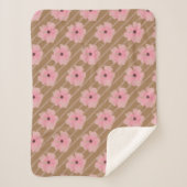 Roze bloemen en stripes Sherpa Blanket Deken (Voorkant)