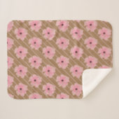 Roze bloemen en stripes Sherpa Blanket Deken (Voorkant (horizontaal))