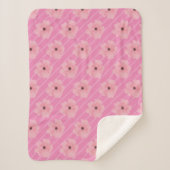 Roze bloemen en stripes Sherpa Blanket Deken (Voorkant)