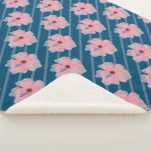 Roze bloemen en stripes Sherpa Blanket Deken (3/4)