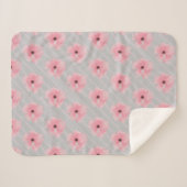 Roze bloemen en stripes Sherpa Blanket Deken (Voorkant (horizontaal))