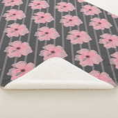Roze bloemen en stripes Sherpa Blanket Deken (3/4)