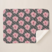 Roze bloemen en stripes Sherpa Blanket Deken (Voorkant (horizontaal))