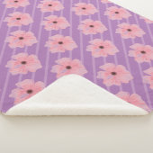 Roze bloemen en stripes Sherpa Blanket Deken (3/4)