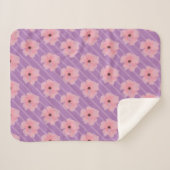Roze bloemen en stripes Sherpa Blanket Deken (Voorkant (horizontaal))