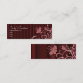 Roze bloemen en strips mini visitekaartje (Voorkant / Achterkant)