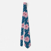 Roze bloemen en strips-Stropdas Stropdas (Achterkant)