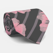 Roze bloemen en strips-Stropdas Stropdas (Opgerold)