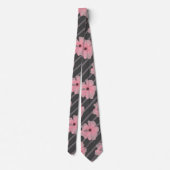 Roze bloemen en strips-Stropdas Stropdas (Achterkant)