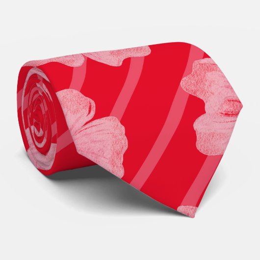 Roze bloemen en strips-Stropdas Stropdas (Opgerold)