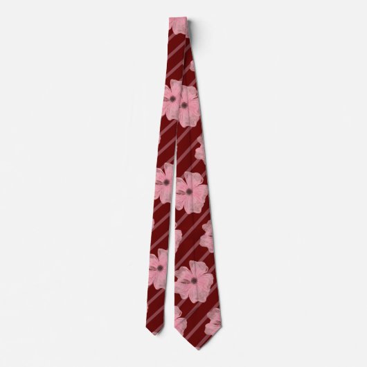 Roze bloemen en strips-Stropdas Stropdas (Achterkant)