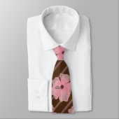Roze bloemen en strips-Stropdas Stropdas (Gebonden)