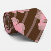 Roze bloemen en strips-Stropdas Stropdas (Opgerold)