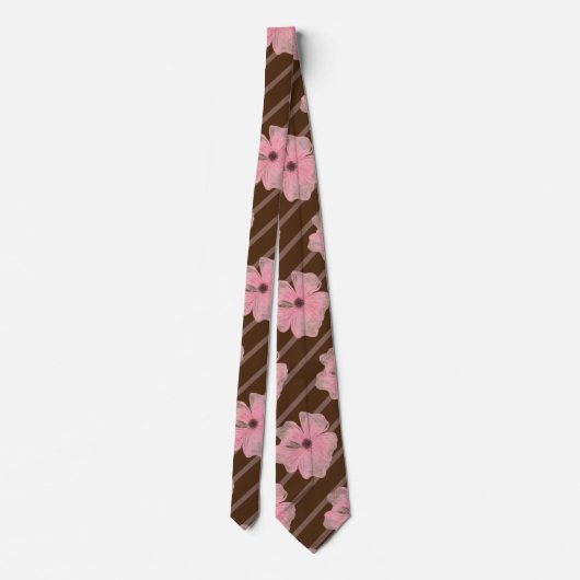 Roze bloemen en strips-Stropdas Stropdas (Achterkant)