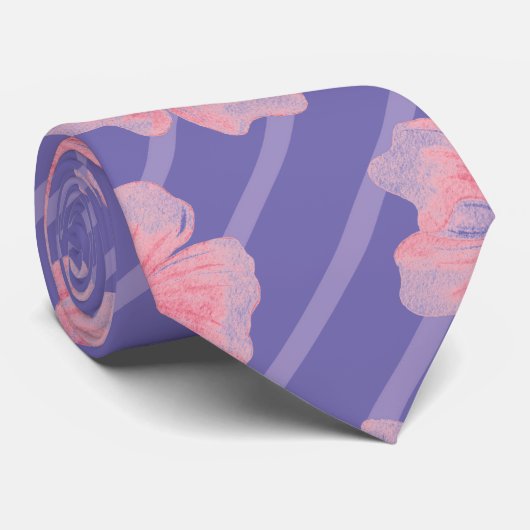 Roze bloemen en strips-Stropdas Stropdas (Opgerold)