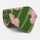 Roze bloemen en strips-Stropdas Stropdas (Opgerold)