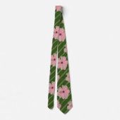 Roze bloemen en strips-Stropdas Stropdas (Achterkant)