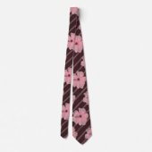 Roze bloemen en strips-Stropdas Stropdas (Achterkant)