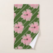 Roze bloemen en strips voor handdoekjes bad handdoek (Handdoek)