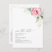 Roze bloemen en Succulenten Elegant sparen de Datu Aankondigingskaart (Voorkant / Achterkant)