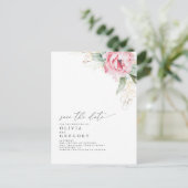 Roze bloemen en Succulenten Elegant sparen de Datu Aankondigingskaart (Staand voorkant)