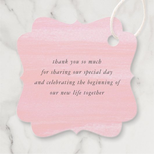 Roze bloemen en Succulents Greenery Dank u Bedankjes Labels (Achterkant)