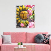 Roze bloemen en Sun - Martha's wijntuin Canvas Afdruk (Insitu (Woonkamer))