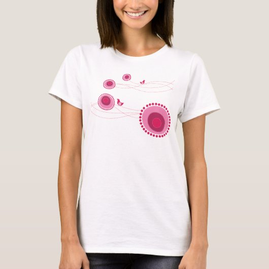 Roze bloemen en T-shirt met drooggewicht (Voorkant)